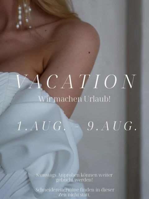 Hier ein kleiner Reminder, hauptsächlich für unsere JENARIBRIDES.
In der Woche vom 1.8.-9.8. bin ich in den Betriebsferien und gönne mir eine kleine Auszeit.
Daher ist es wichtig, wenn ihr im August heiratet, dass ich in der Woche keine Abholungen und Abstecktermine anbieten kann.
Für alle Beratungstermine stehen euch meine Mädels hier zur Stellung und beraten euch bei eurer Traumkleidsuche.
Bei Fragen, meldet euch gerne.
liebe Grüße
Nadja
Foto @suipysphotography